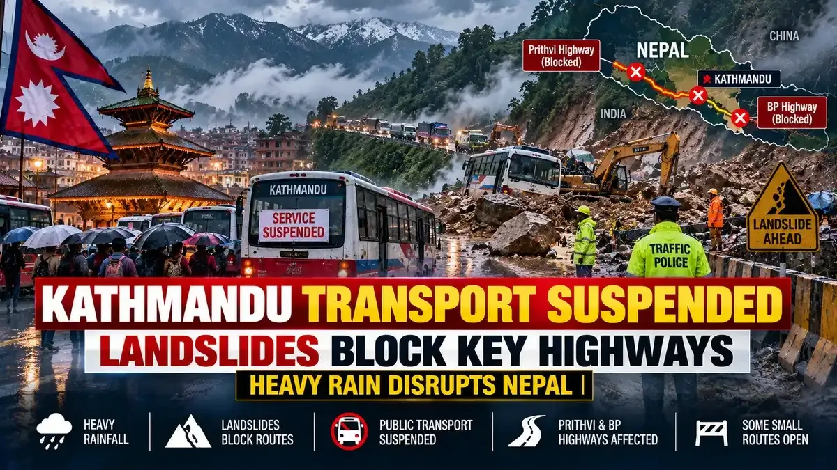 Nepal Landslides: Kathmandu Public Transport Suspended as Heavy Rain Blocks Highways