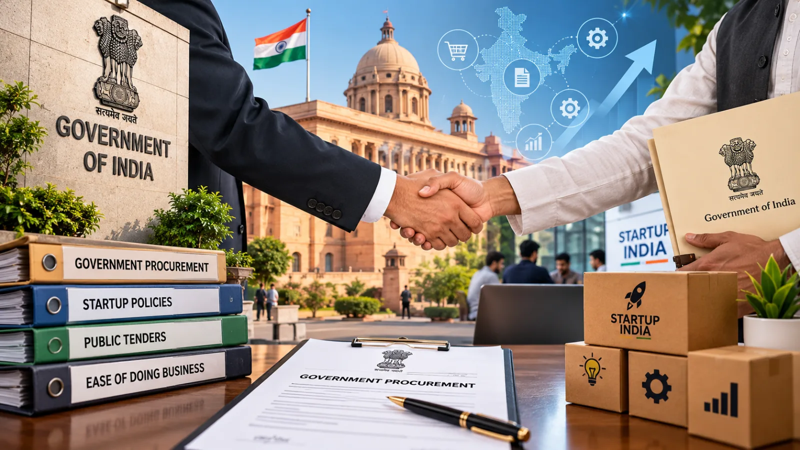 Indian startup founders discussing government procurement and public-sector innovation