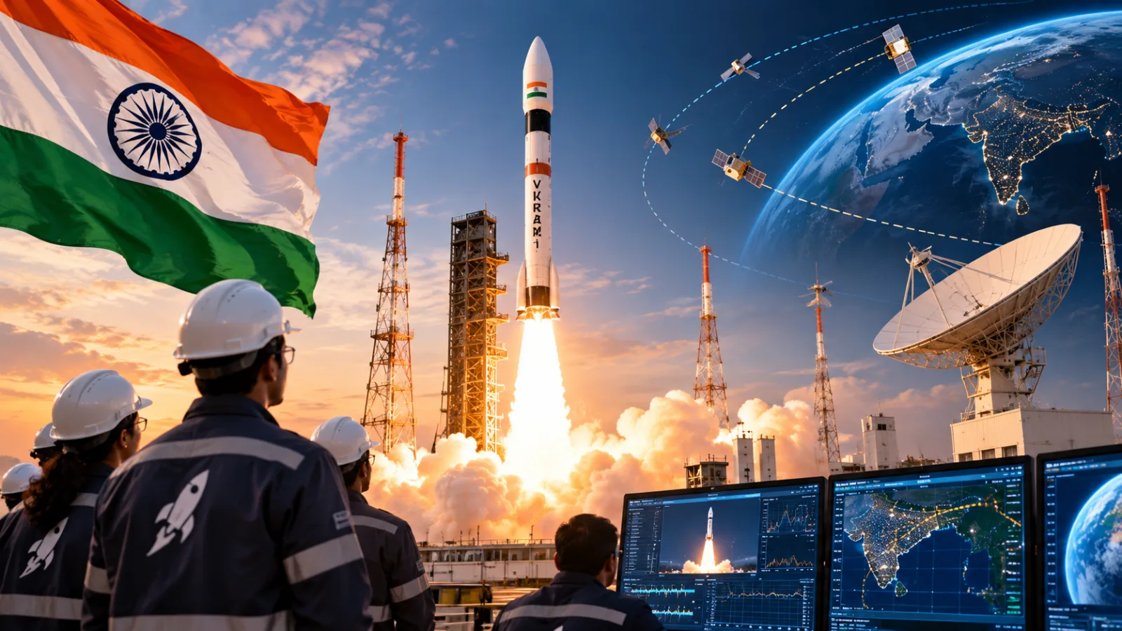 Skyroot Aerospace Vikram-1 rocket launching from Sriharikota