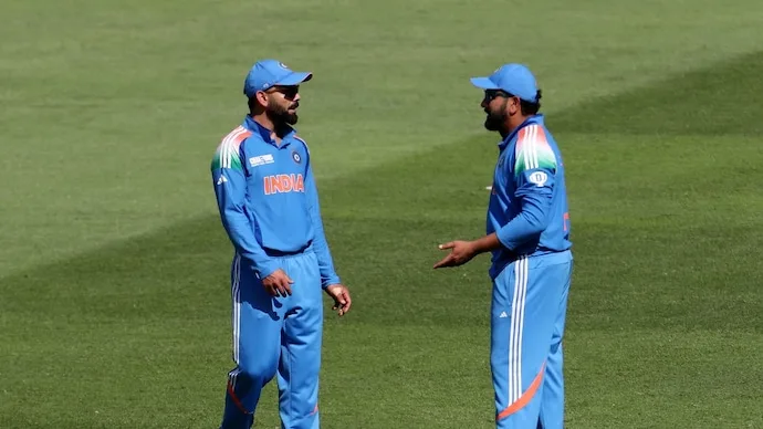 Virat Kohli and Rohit Sharma in India's cricket colours ahead of discussions about the 2027 ODI World Cup squad.