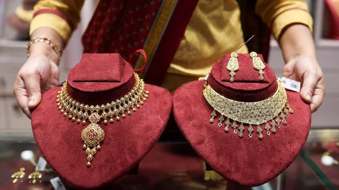 Gold jewellery and silver items as precious metal prices decline ahead of Dhanteras and Diwali.