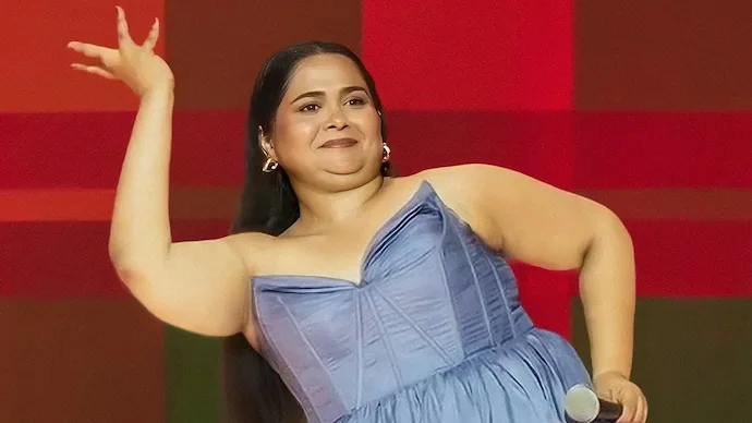 Comedian Sumukhi Suresh in Hoemonal, her Netflix stand-up special about dating and relationships.