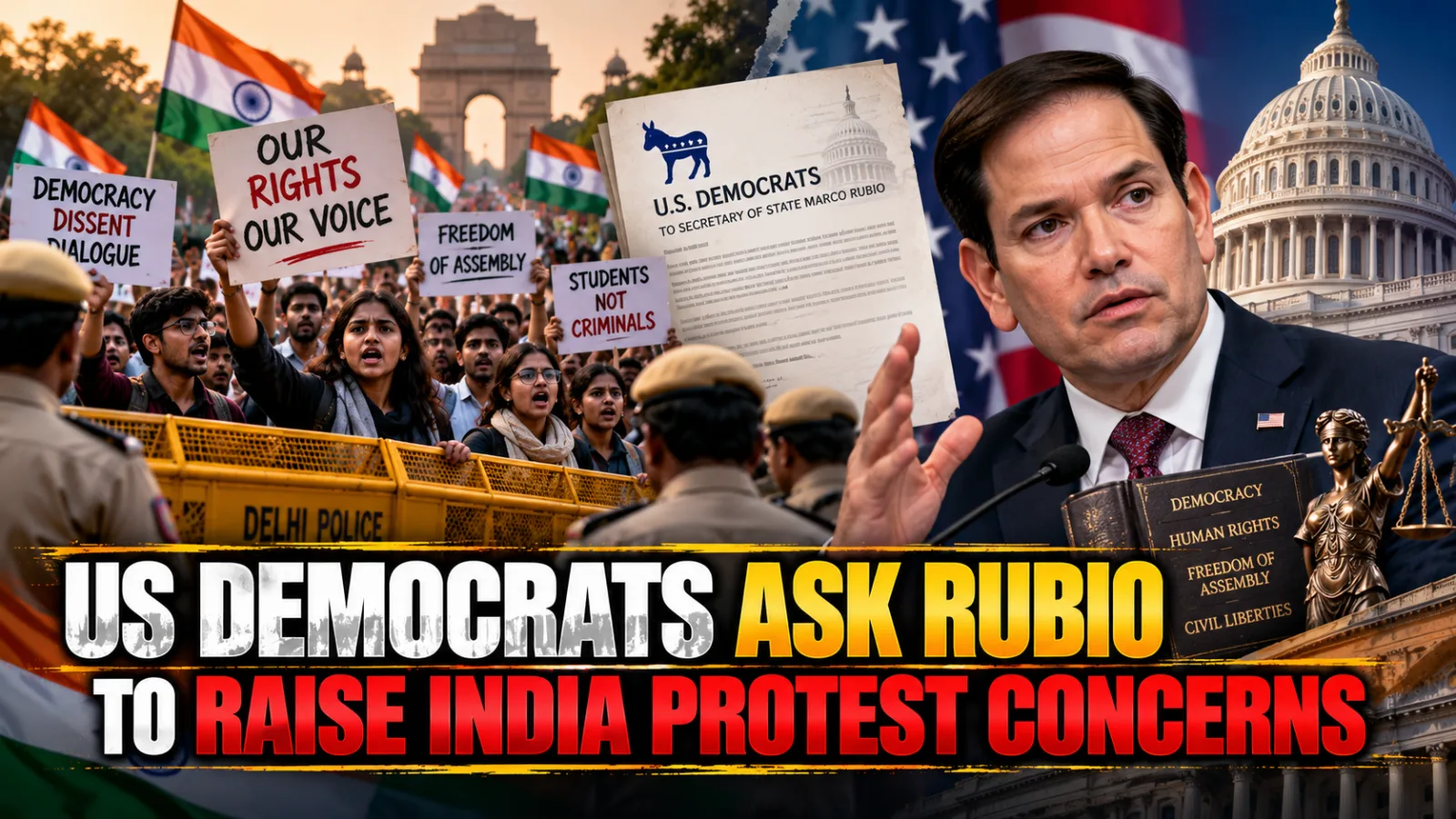 Representative image illustrating US lawmakers’ concerns over protests, civil liberties and India-US diplomatic relations.