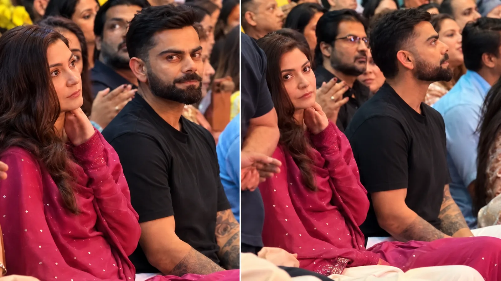 Anushka Sharma and Virat Kohli attending American devotional singer Krishna Das’s live kirtan in Mumbai