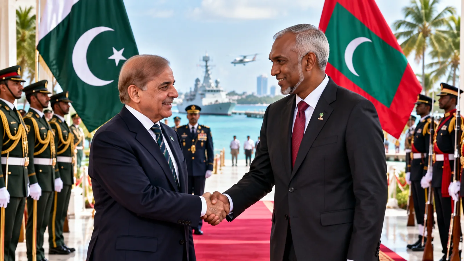 Pakistan Army chief Asim Munir and Maldives President Mohamed Muizzu during discussions on bilateral cooperation